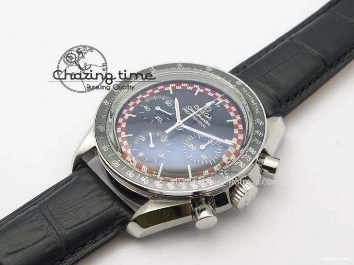 0225 Supportive Speedmaster SS 2013 Pro Racing On Black Leather Strap Manual Winding Chrono Movement 8229